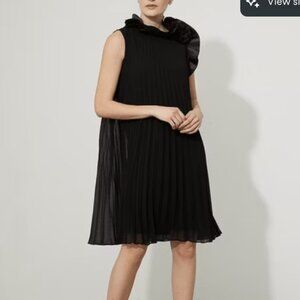 NWT Joseph Ribkoff Black Pleated Floral Shoulder Dress - Size 16